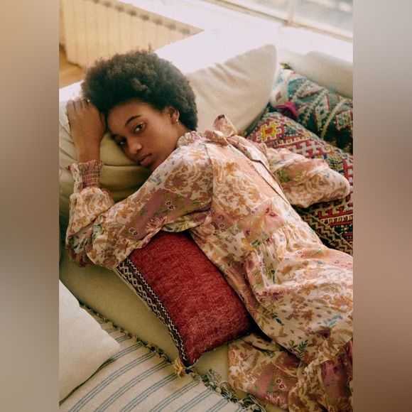 Sezane Estel Dress in Camel Patchwork Size 2 NWT - Picture 14 of 15